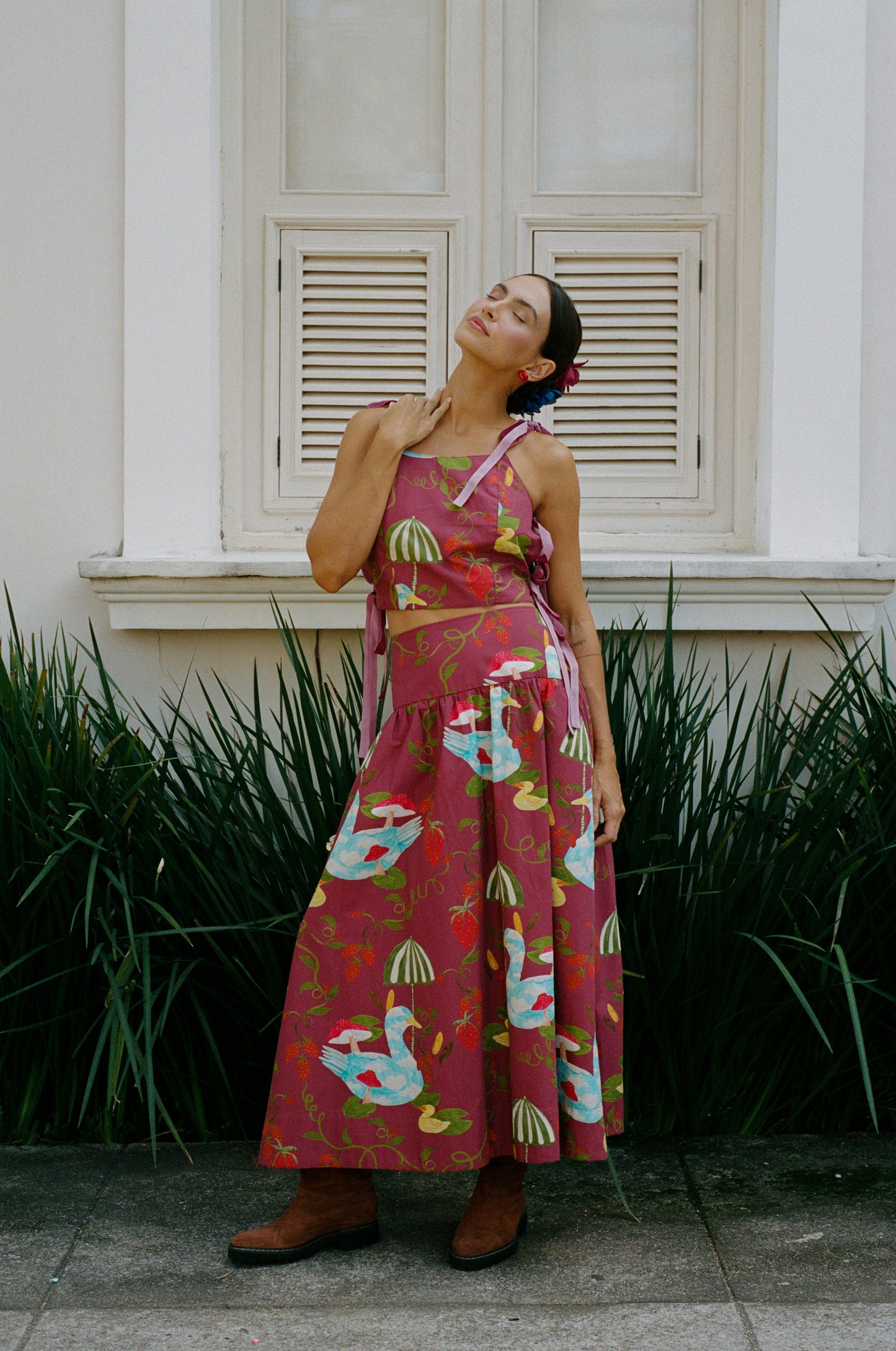 Saia Celeste Patinhos - vinho