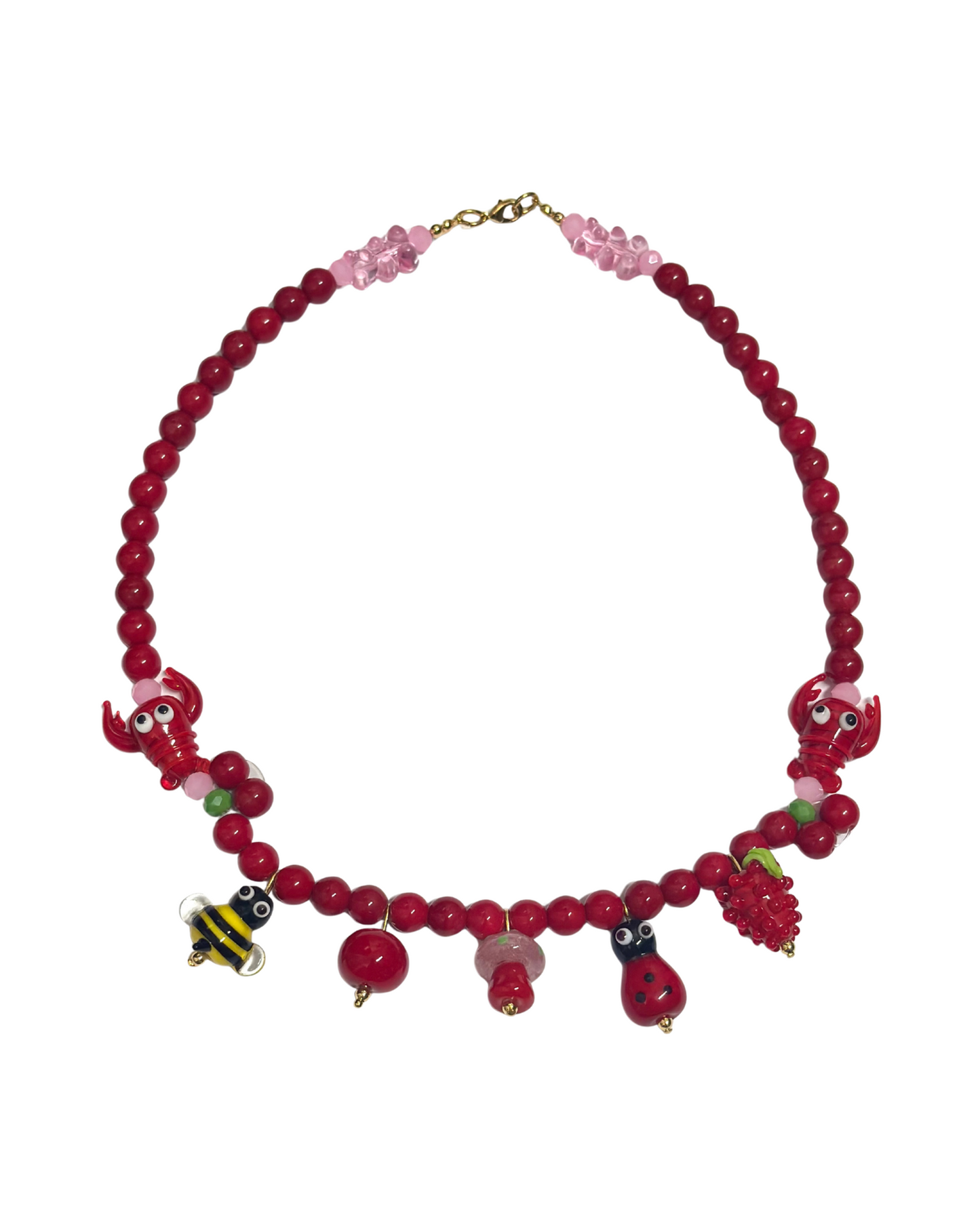 Colar Bolinhas Lagosta - vermelho