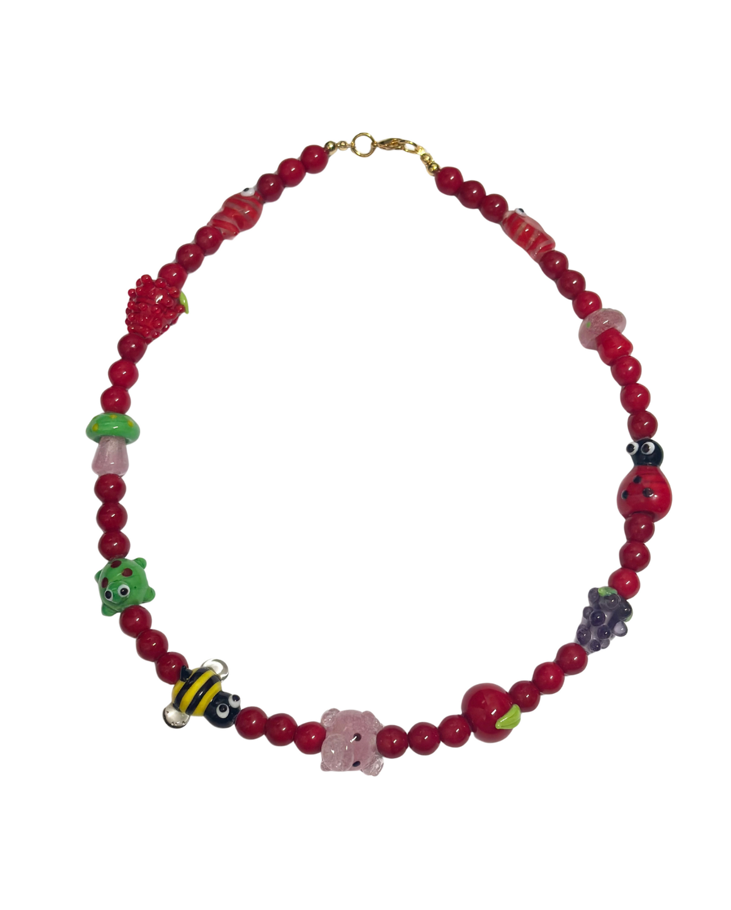 Colar Bolinhas Jardim - vermelho