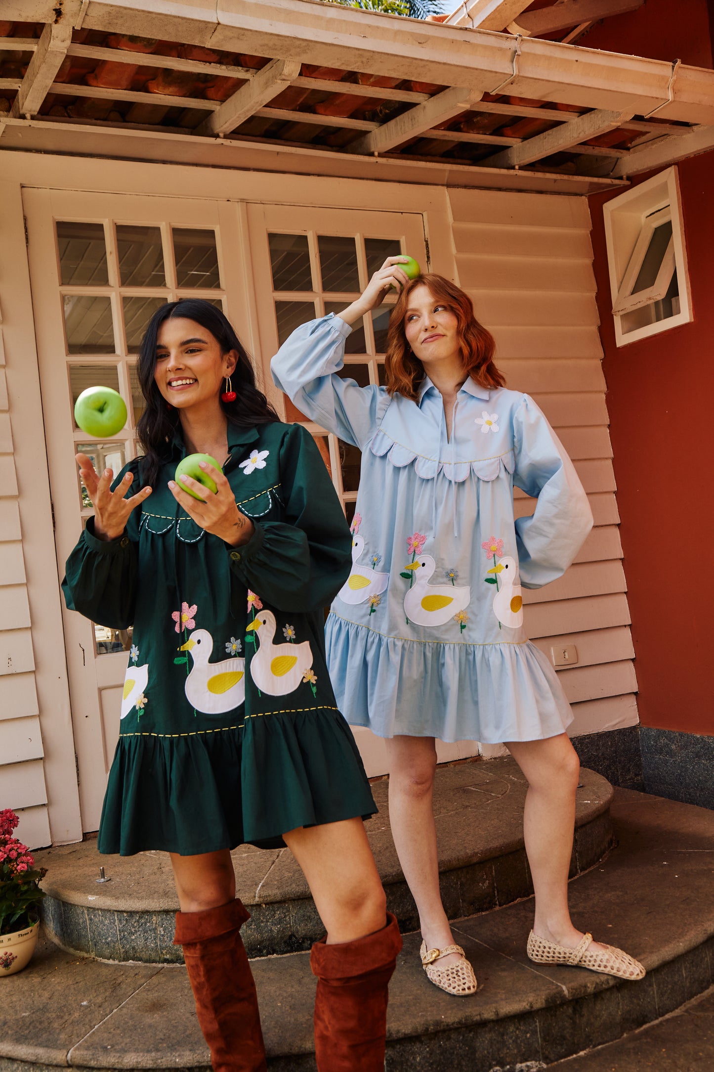 Vestido Três Patinhos Na Lagoa - azul claro