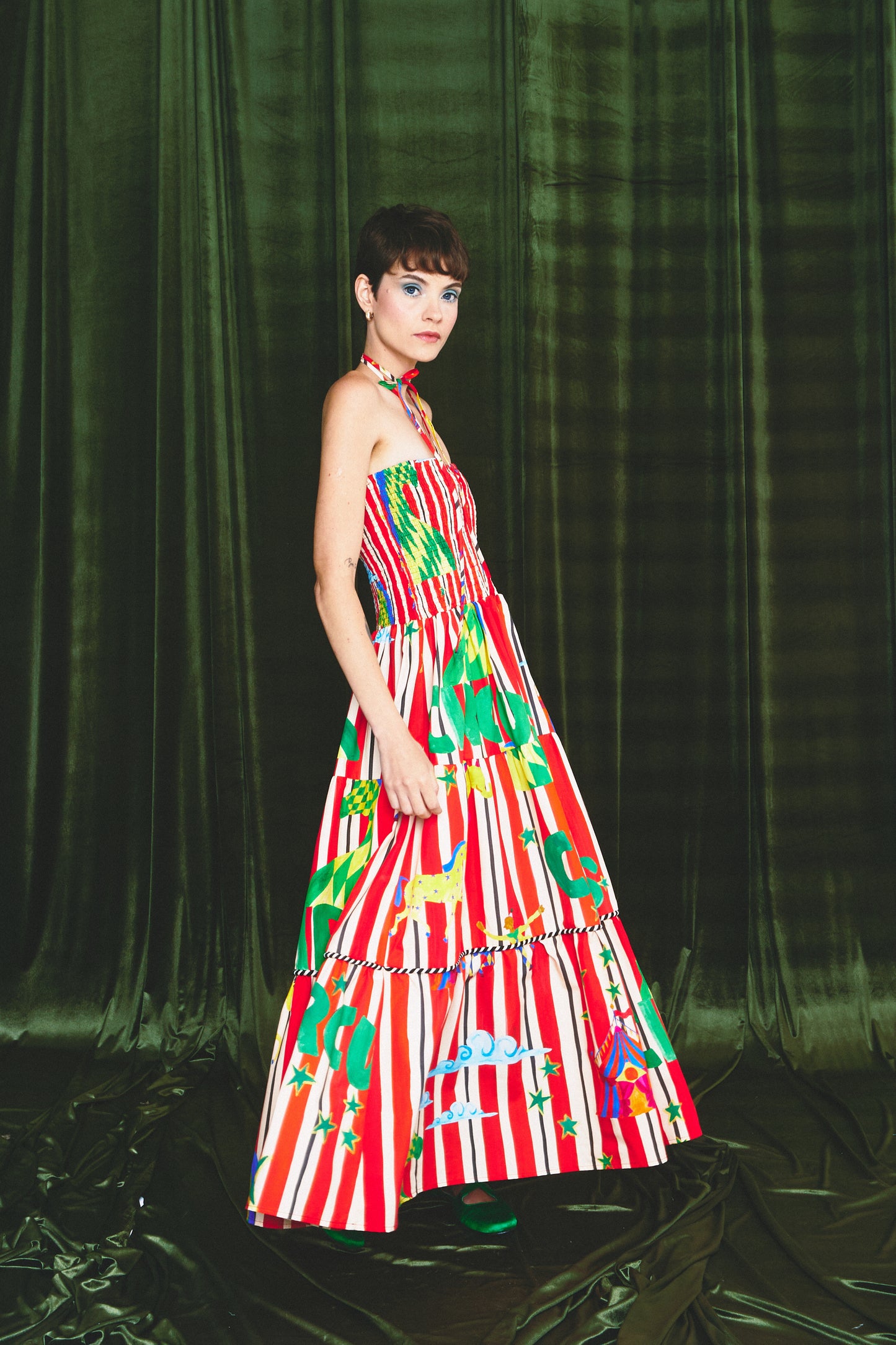 Vestido Nina Circo - listras vermelhas