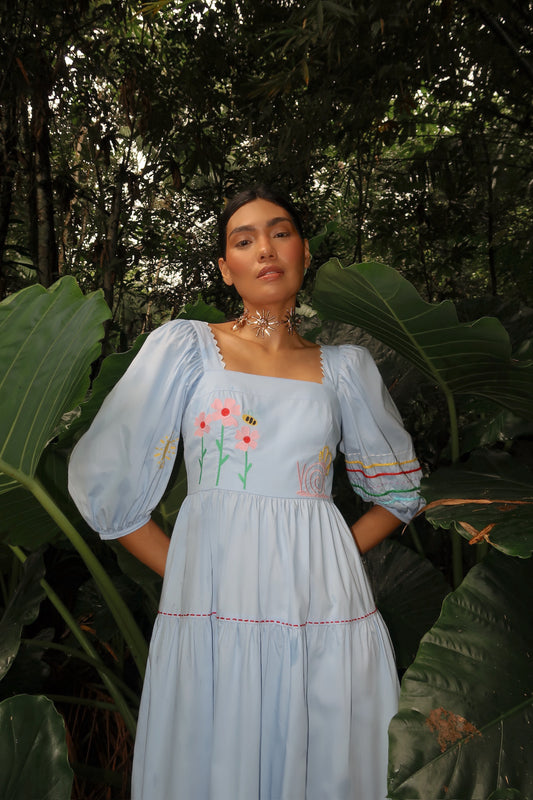 Vestido Amanda Catavento - azul