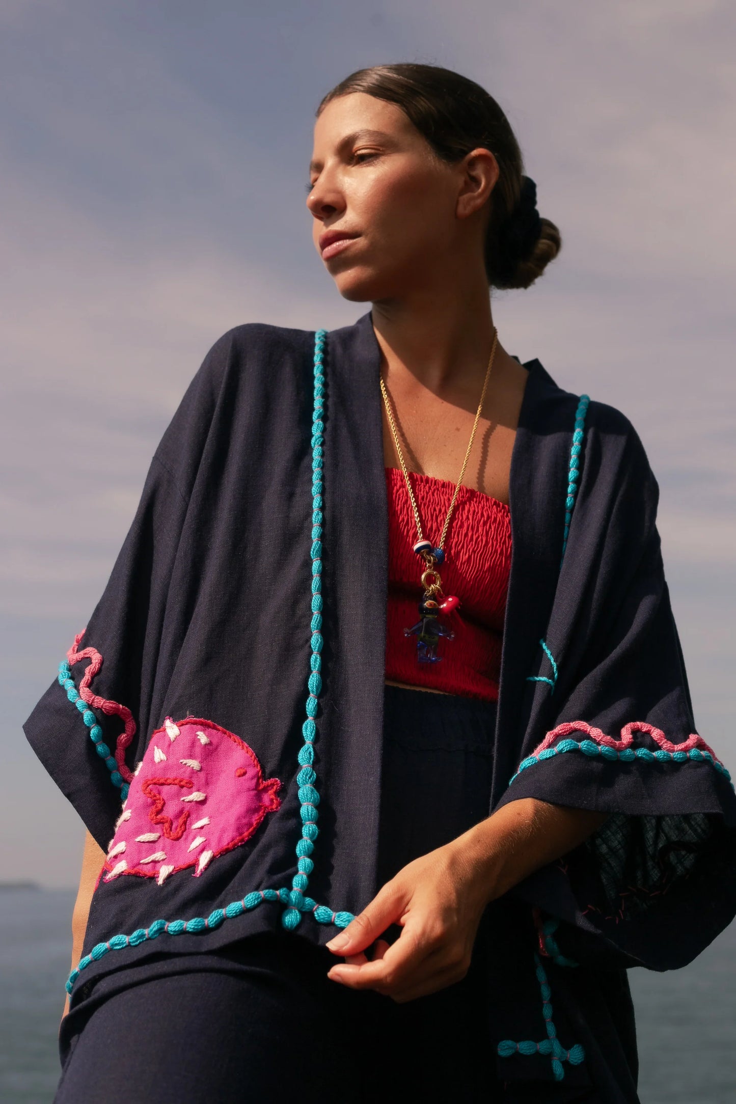 Kimono Peixe - marinho