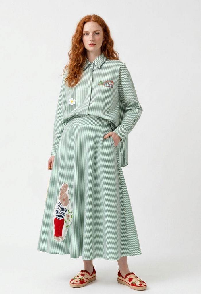 Camisa Alice - listrado verde