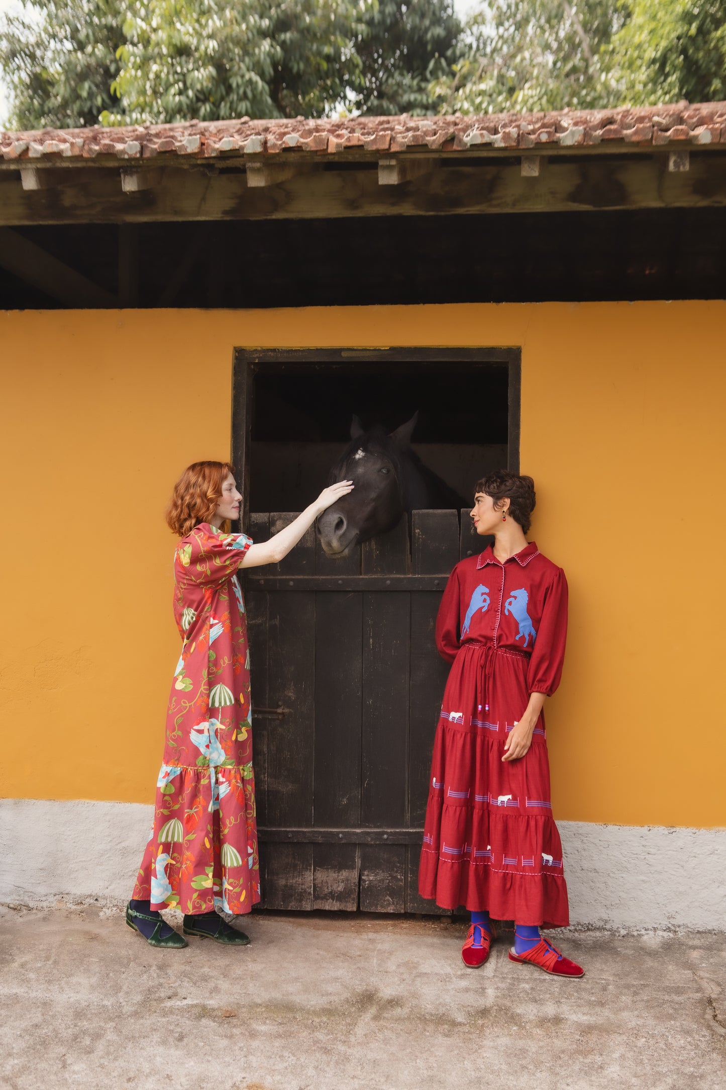 Vestido Caetana Patinhos - vinho