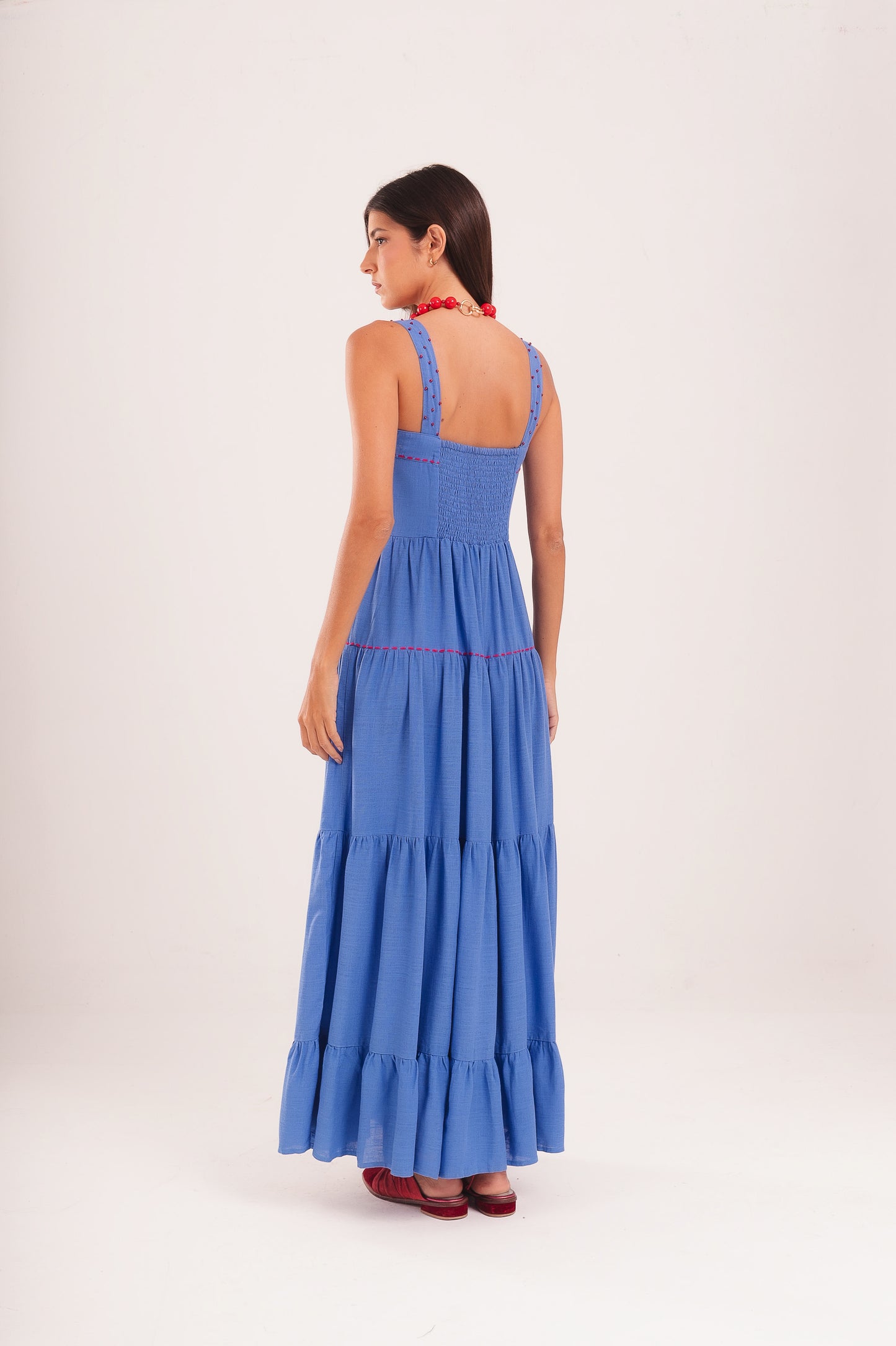 Vestido Amanda Cavalinhos - azul médio