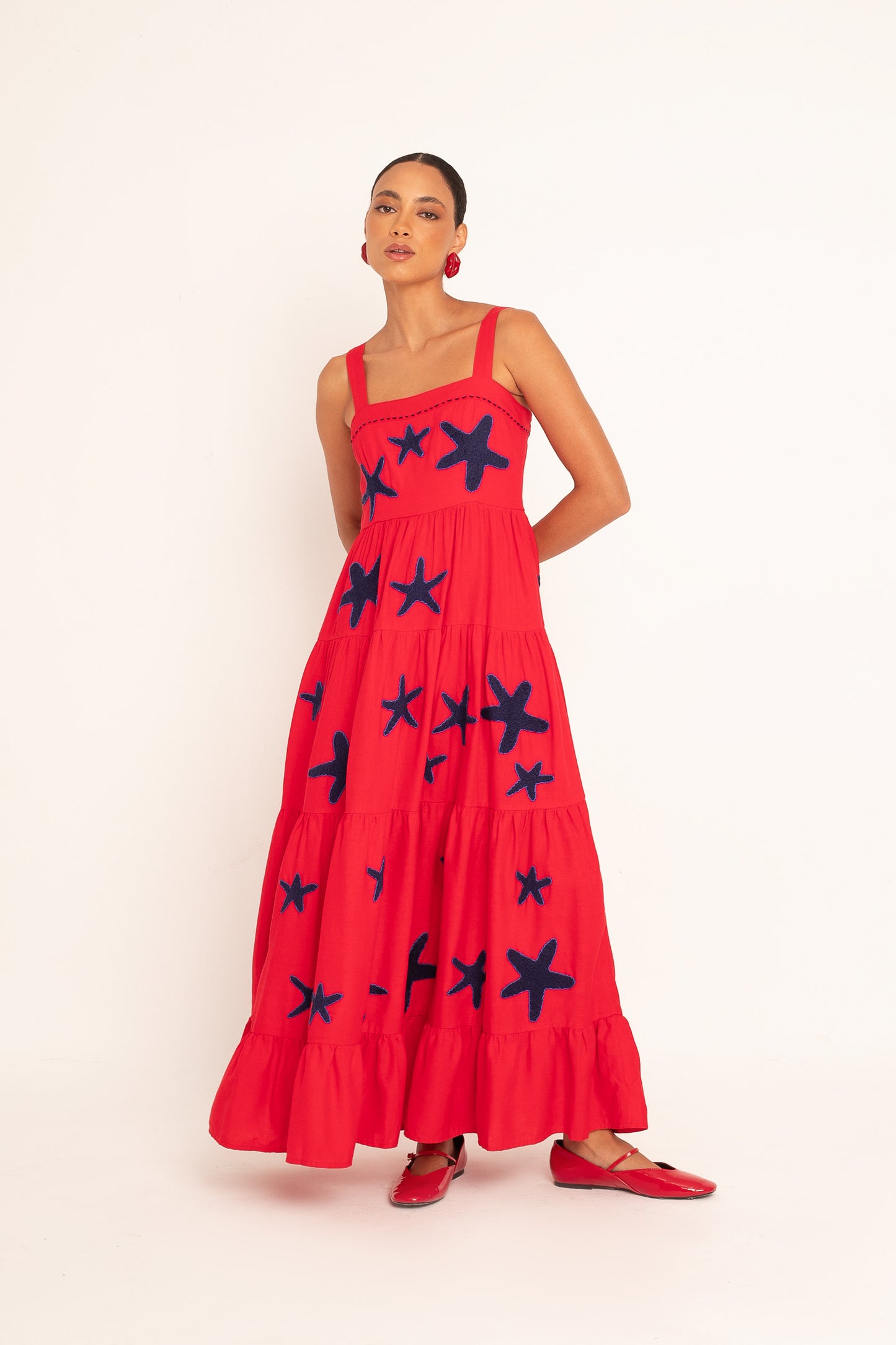 Vestido Amanda Estrela do Mar - vermelho/marinho