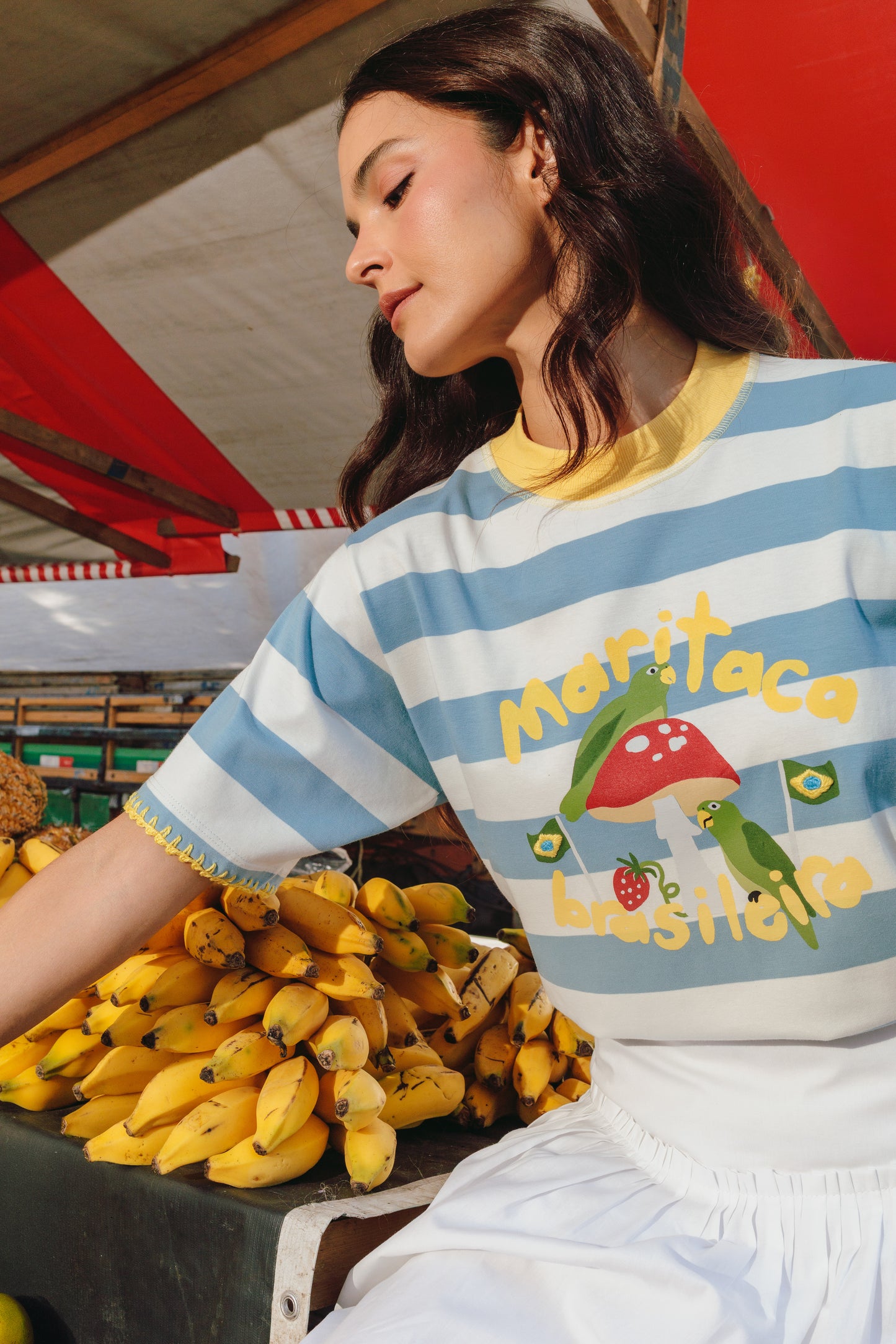 T-Shirt Maritaca Brasileira - listrado azul