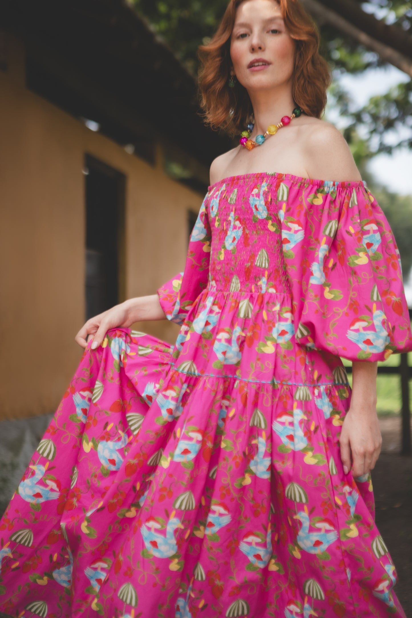 Vestido Helena Patinhos - pink