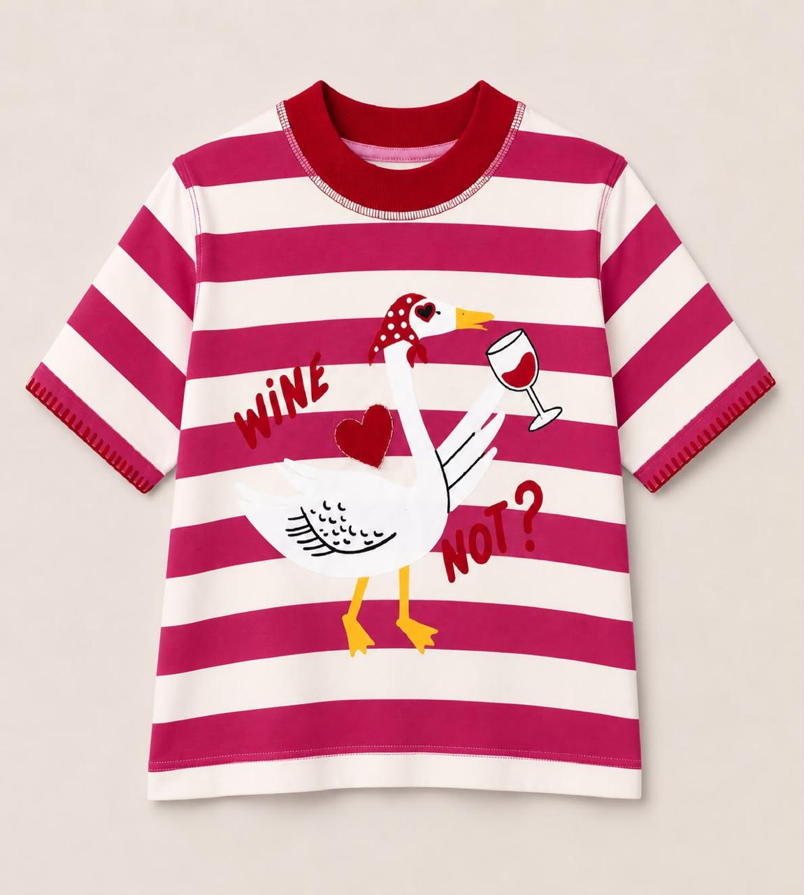 T-Shirt Ganso Wine Not - listrado rosa