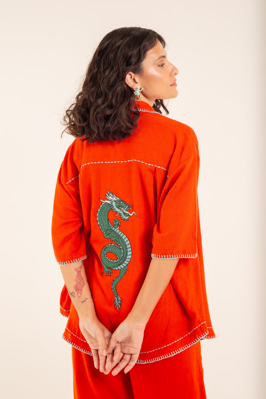 Camisa Dragão - coral