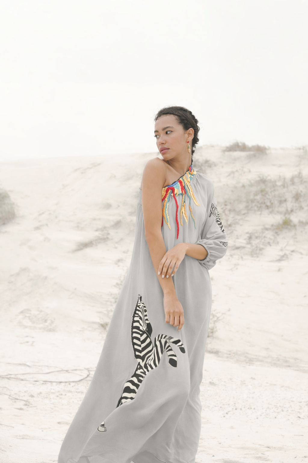 Vestido África Zebra - cinza