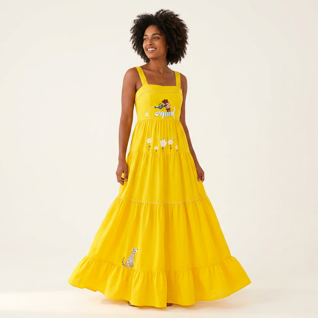 Vestido Amanda Cachorrinhos - amarelo