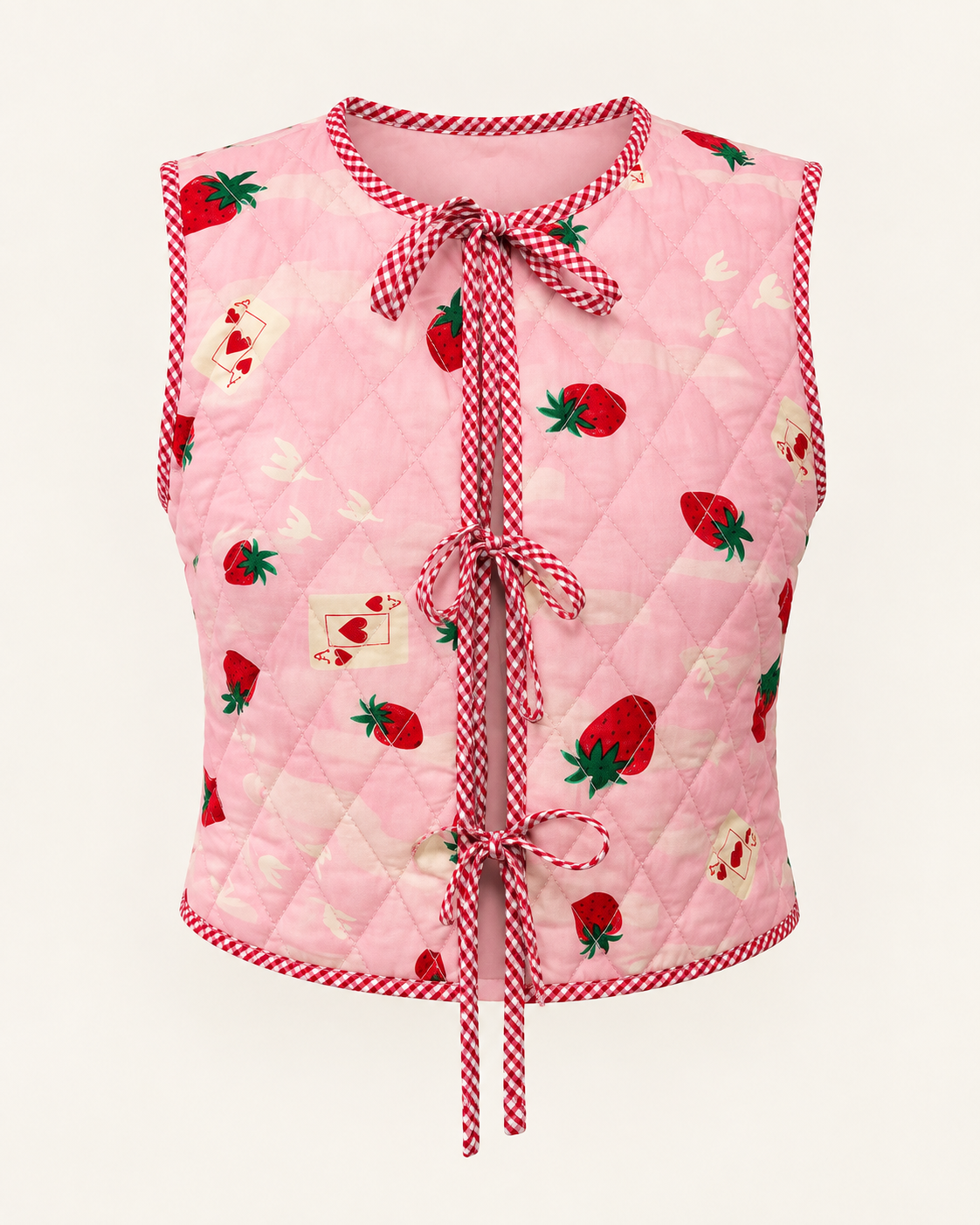 Colete Matelassê Morangos - rosa