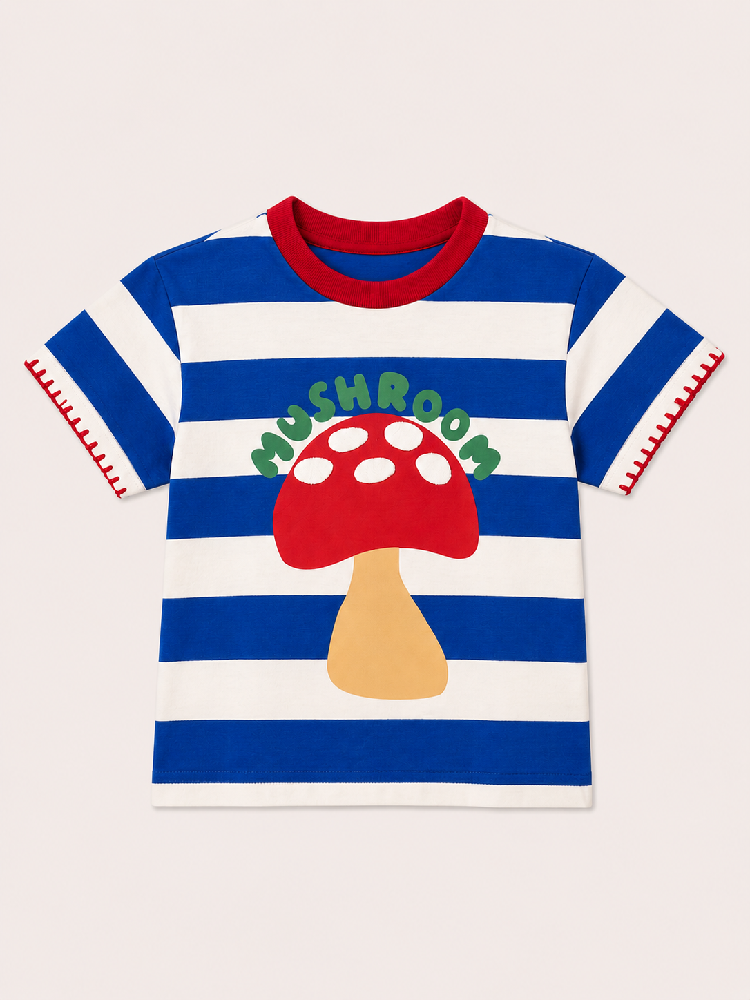 T-Shirt Cogumelo Mini - listrado azul