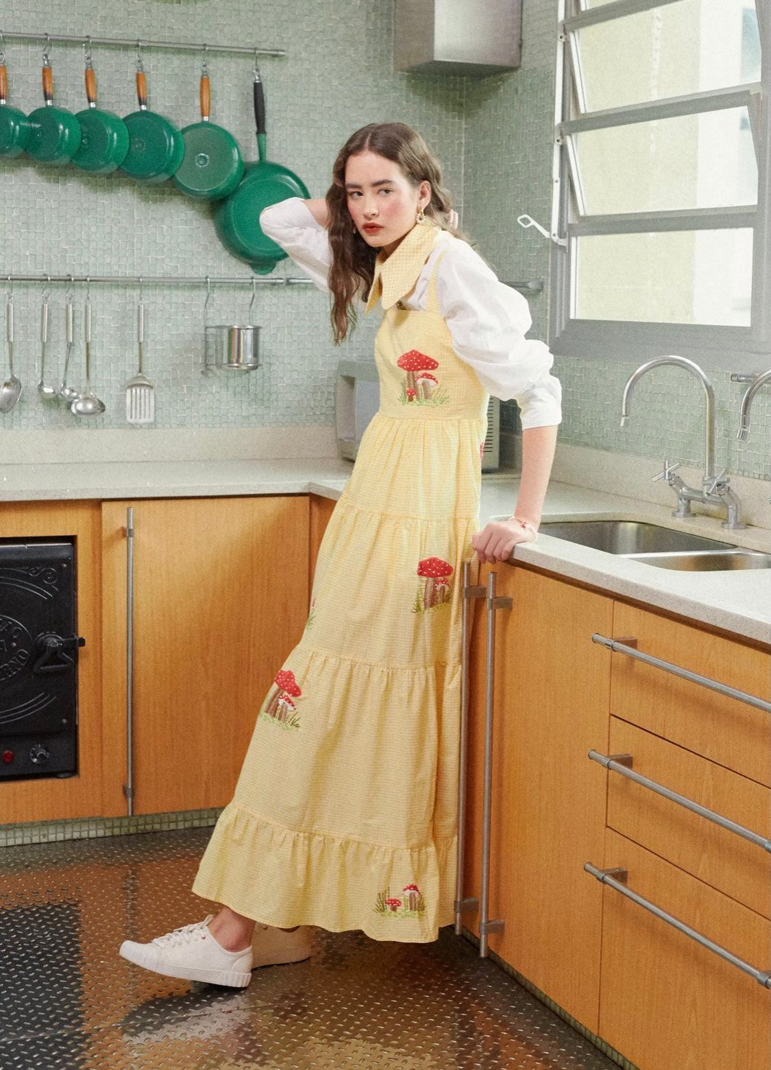 Vestido Amanda Cogumelo - vichy amarelo