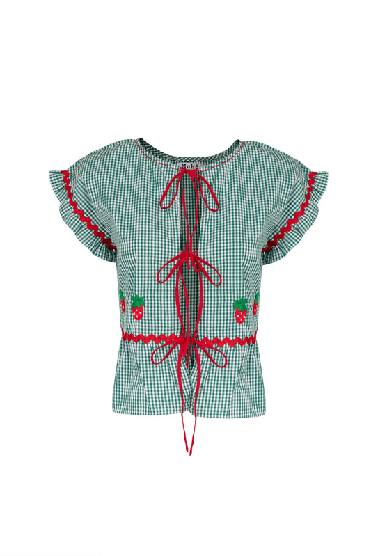 Blusa Maria Morangos - vichy verde