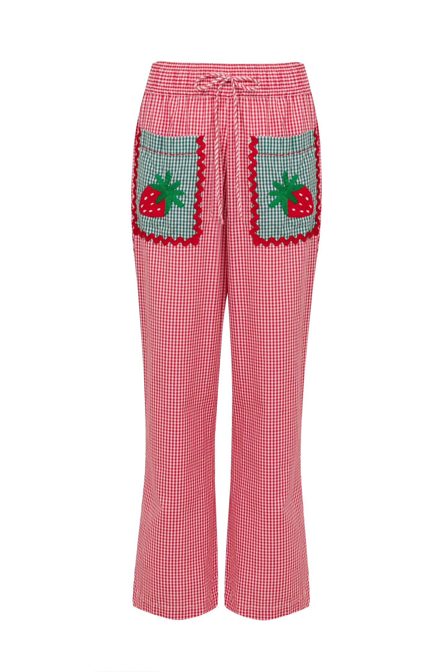 Calça Maria Morangos - vichy vermelho