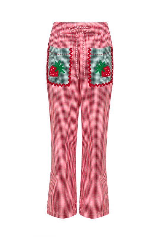 Calça Maria Morangos - vichy vermelho