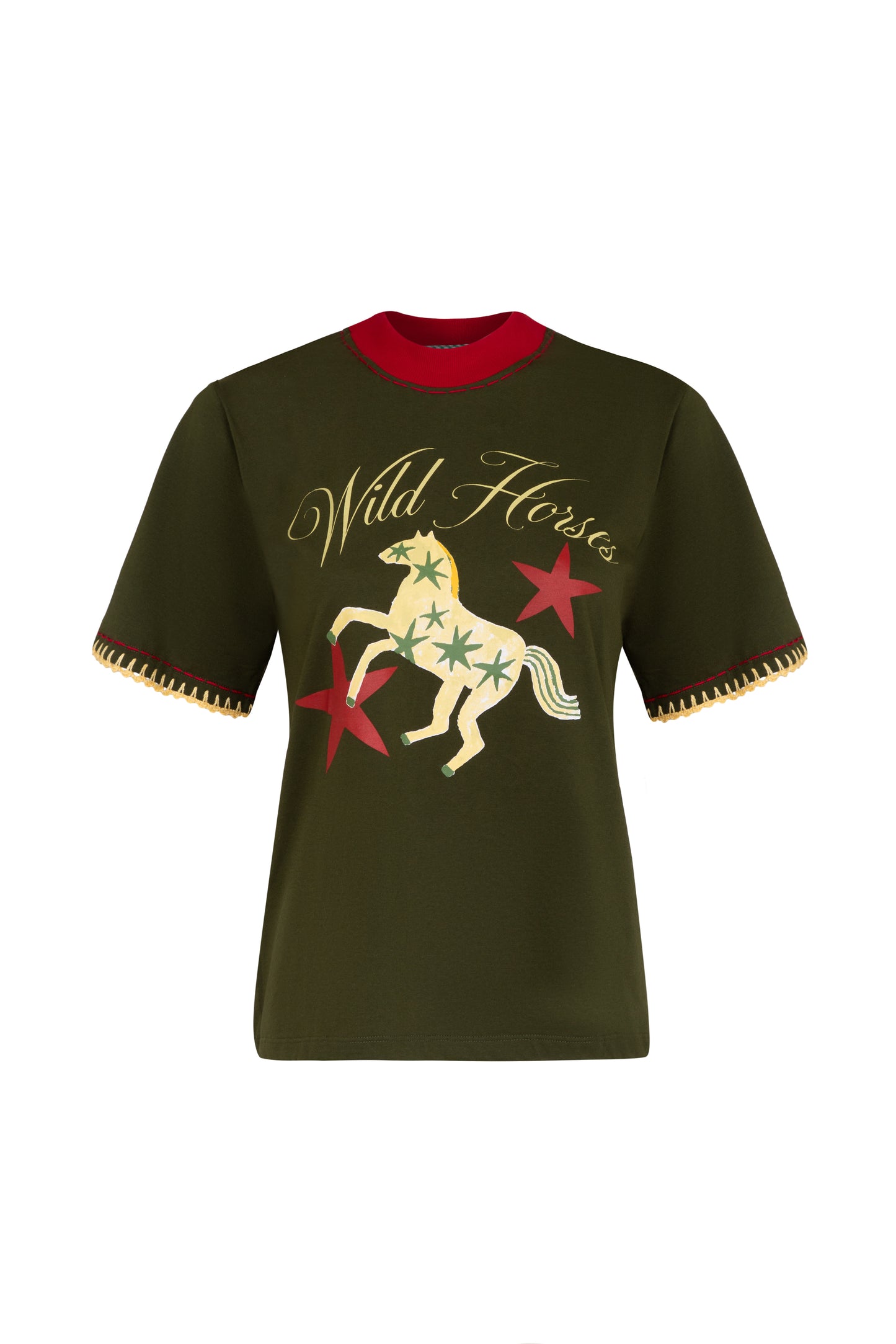 T-Shirt Wild Horses - verde militar