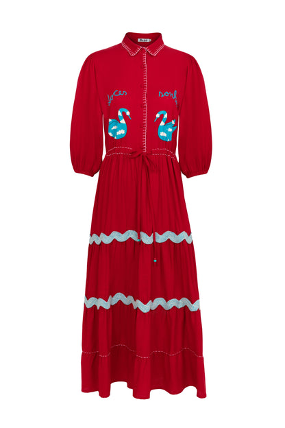 Vestido Frida Patinhos - vermelho