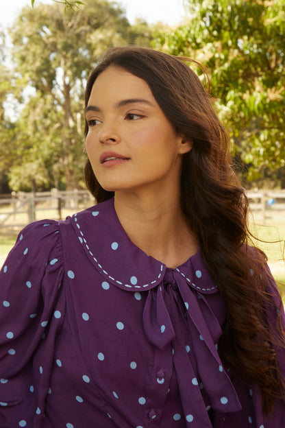 Camisa Primavera Poá - roxo