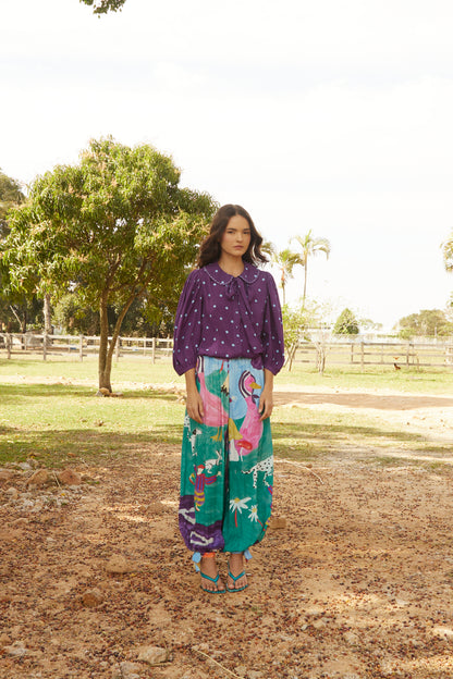 Camisa Primavera Poá - roxo