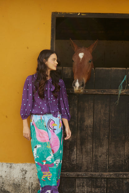 Camisa Primavera Poá - roxo