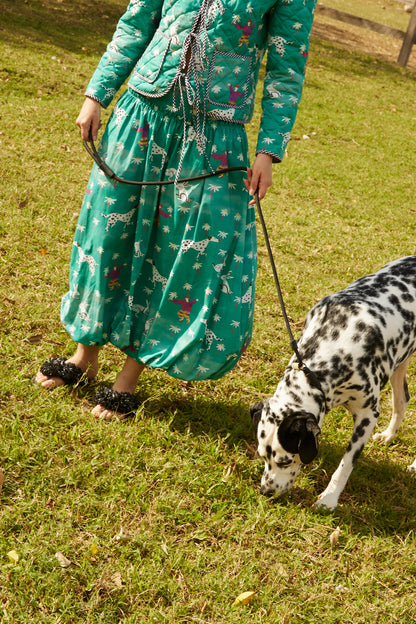 Dalmatian Balloon Skirt - emerald green