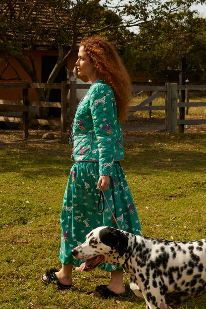Dalmatian Balloon Skirt - emerald green