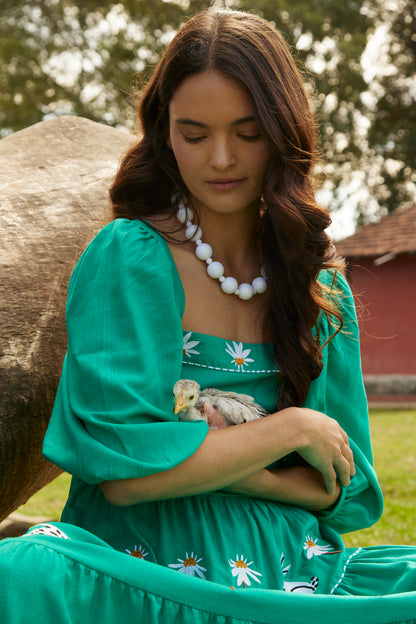 Vestido Amanda Bosque - verde esmeralda