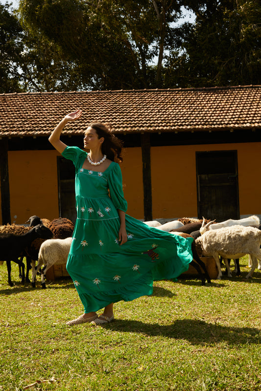 Vestido Amanda Bosque - verde esmeralda