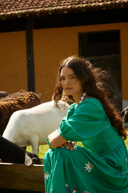 Vestido Amanda Bosque - verde esmeralda