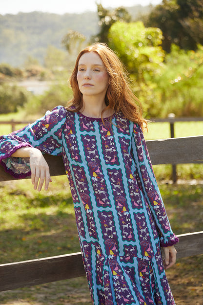 Vestido Luar - listrado roxo