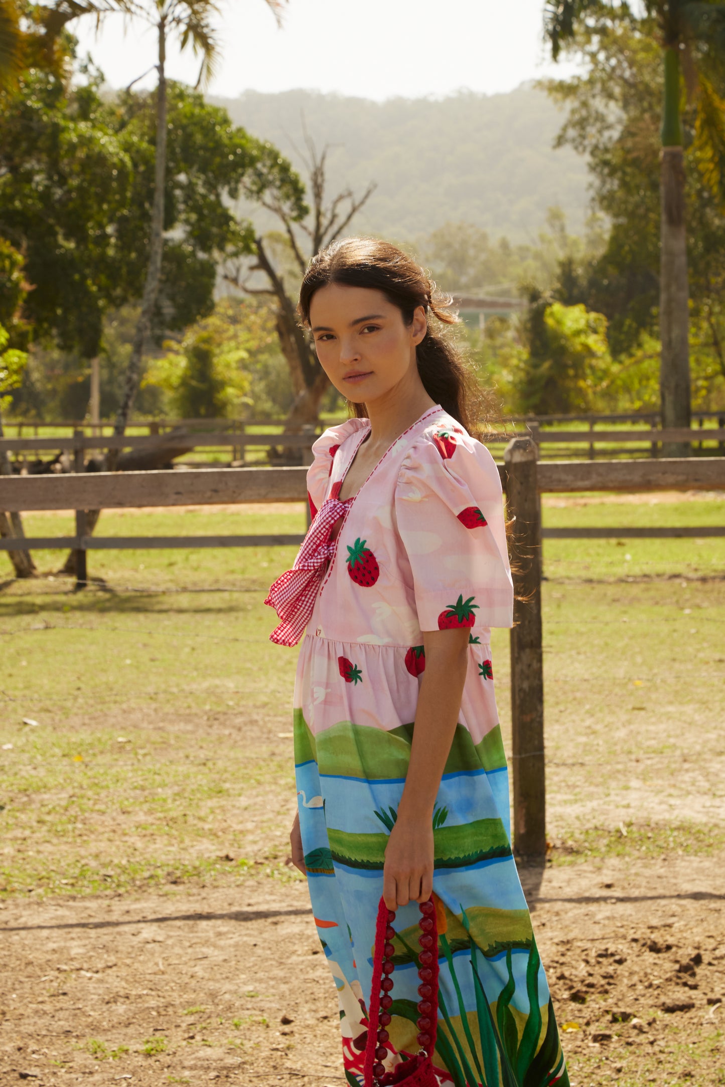 Vestido Bruna Morangos - rosa