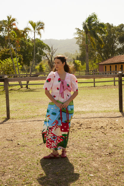Vestido Bruna Morangos - rosa