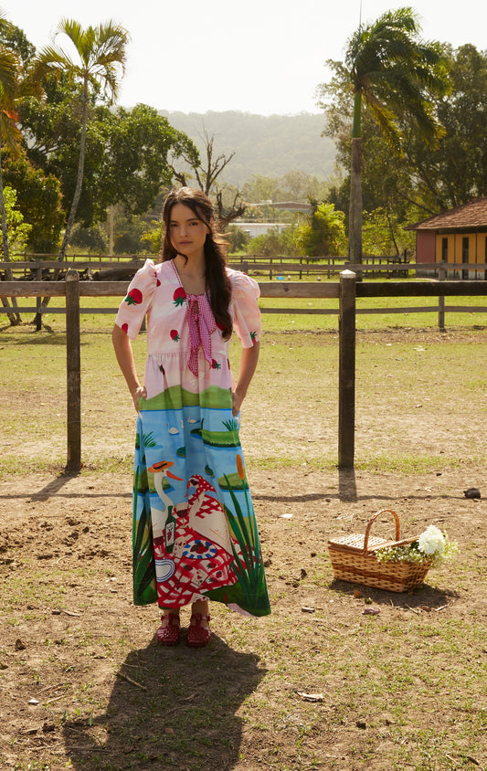 Vestido Bruna Morangos - rosa