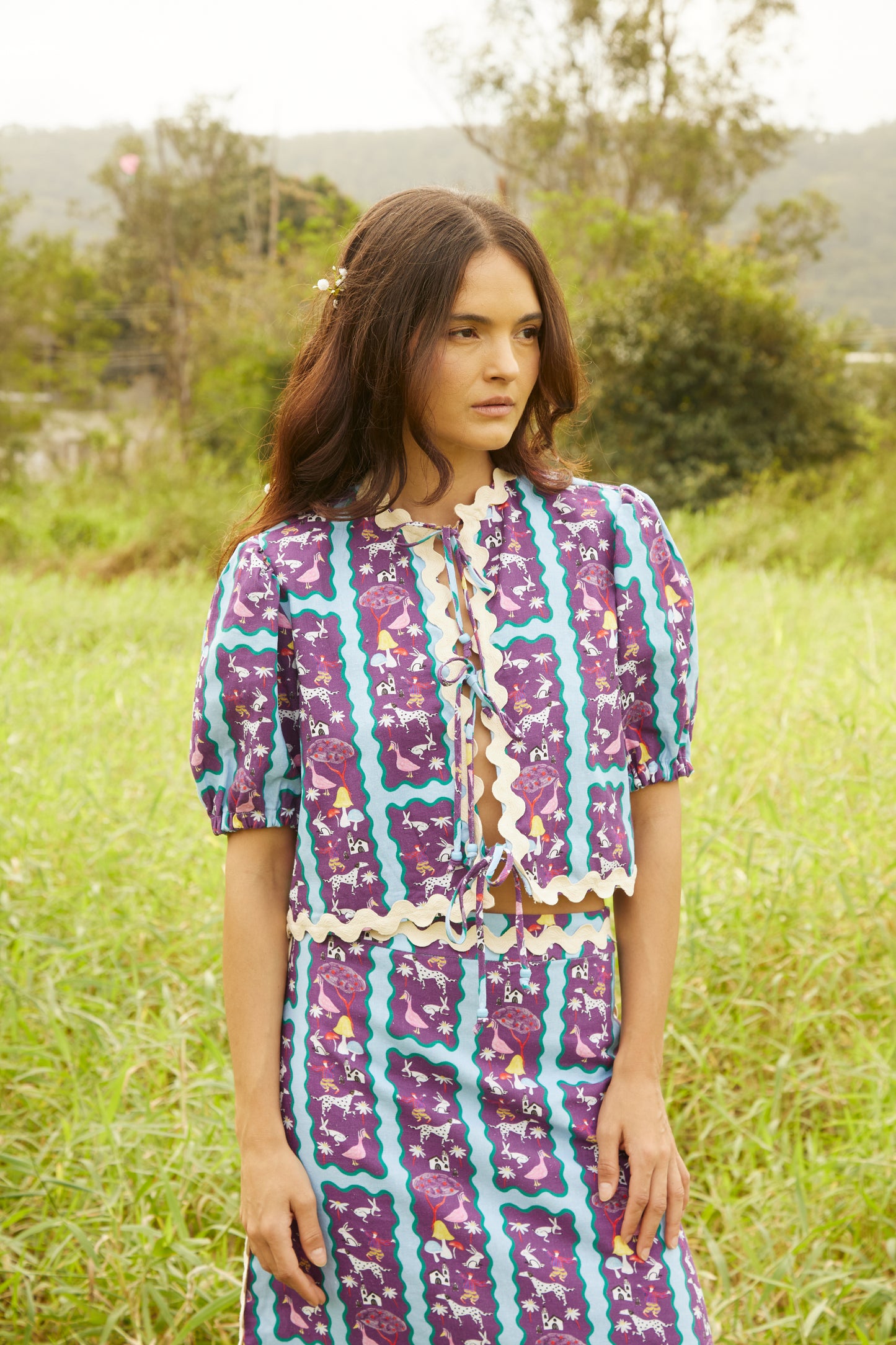 Blusa Recanto - listrado roxo