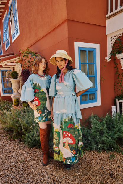 Vestido Abraço Fazendinha - azul claro