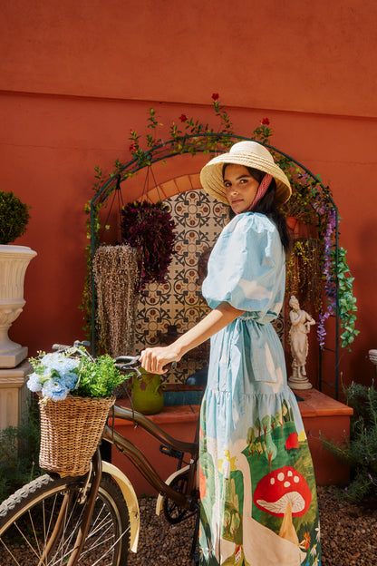 Vestido Abraço Fazendinha - azul claro