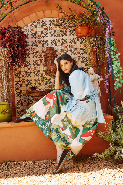 Vestido Abraço Fazendinha - azul claro