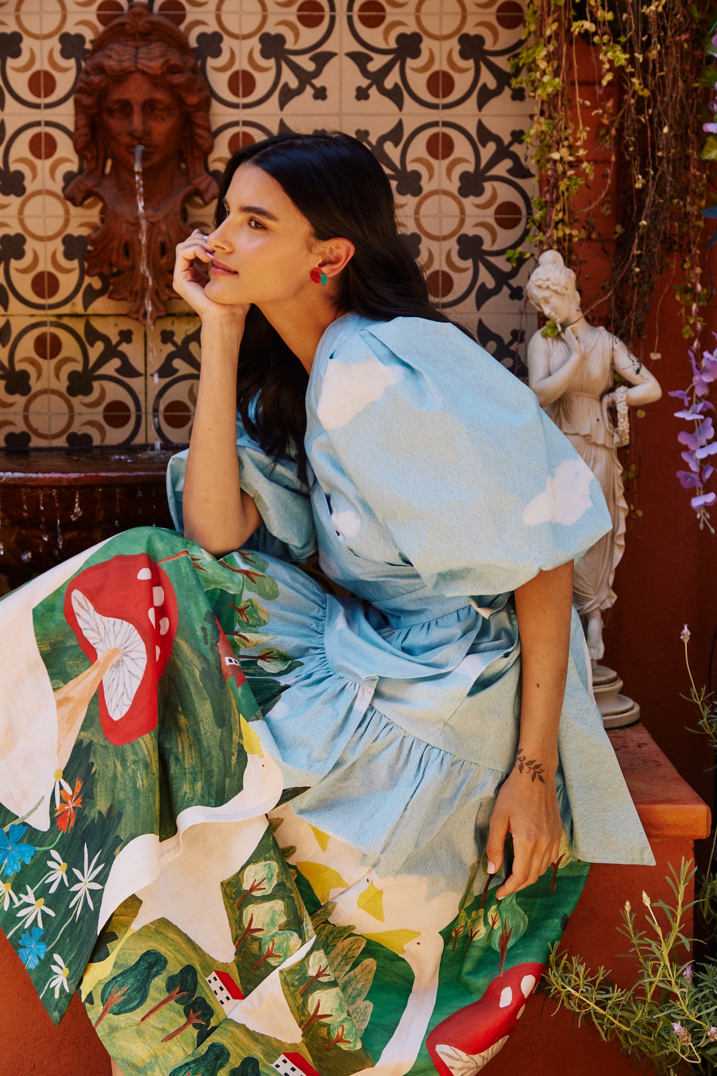 Vestido Abraço Fazendinha - azul claro