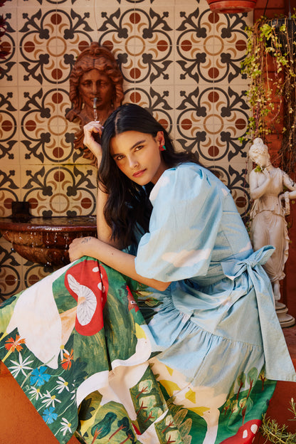 Vestido Abraço Fazendinha - azul claro