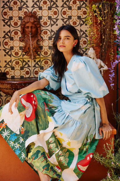 Vestido Abraço Fazendinha - azul claro