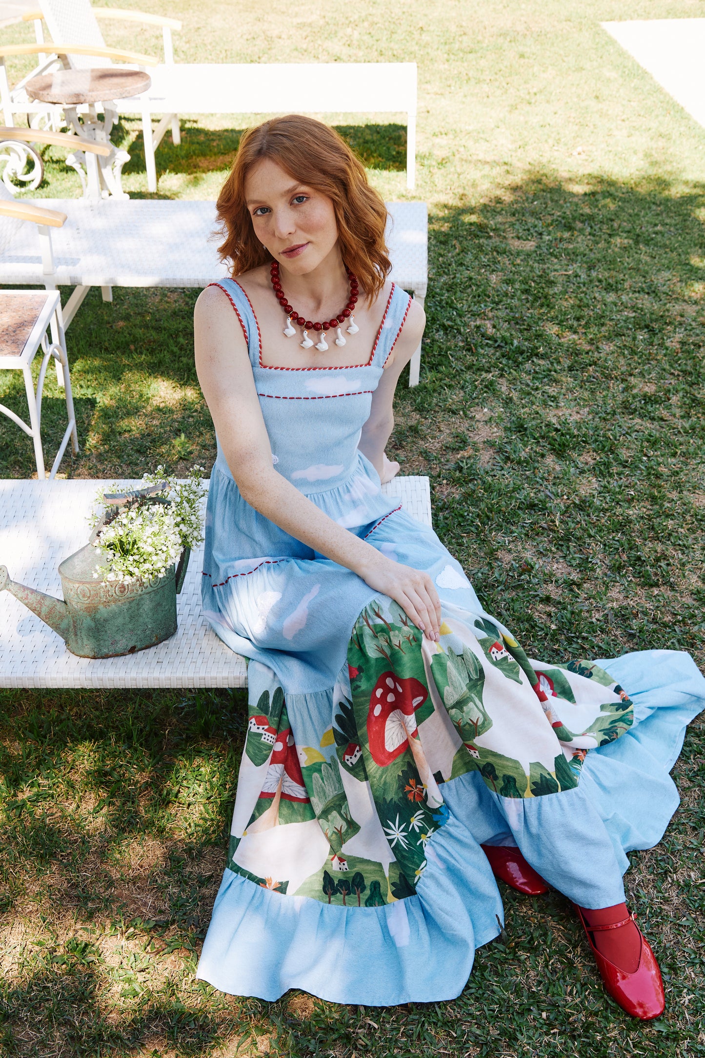 Vestido Amanda Fazendinha - azul claro