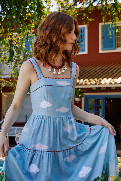 Vestido Amanda Fazendinha - azul claro
