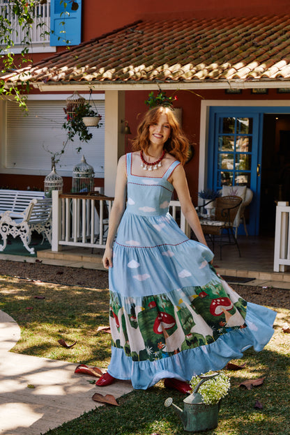 Vestido Amanda Fazendinha - azul claro