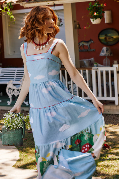 Vestido Amanda Fazendinha - azul claro