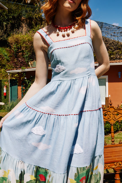 Vestido Amanda Fazendinha - azul claro