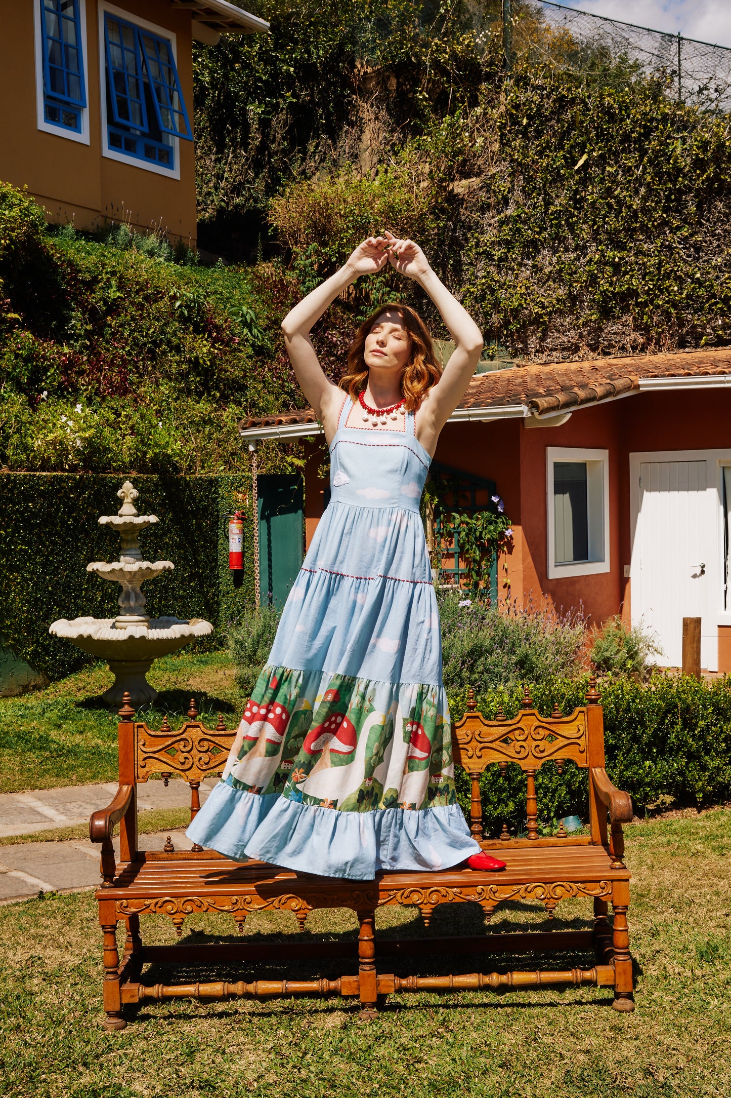 Vestido Amanda Fazendinha - azul claro